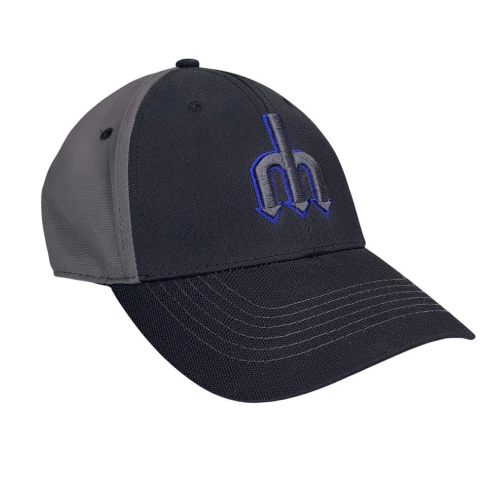 Seattle Mariners Retro Trident Baseball Hat Cooperstown Collection Black Gray OS